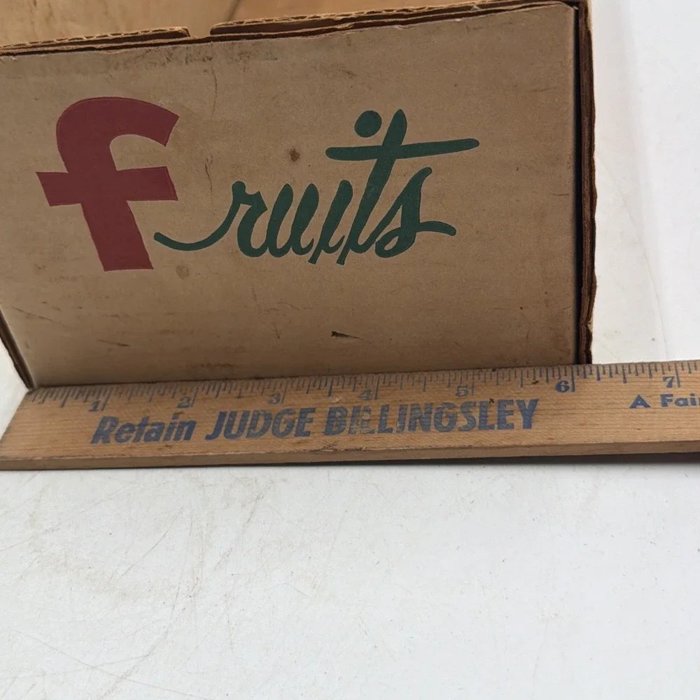 Vintage Cardboard Flavor Fresh Fruit PRODUCE BOX Basket Metal Handle Bedford Ky